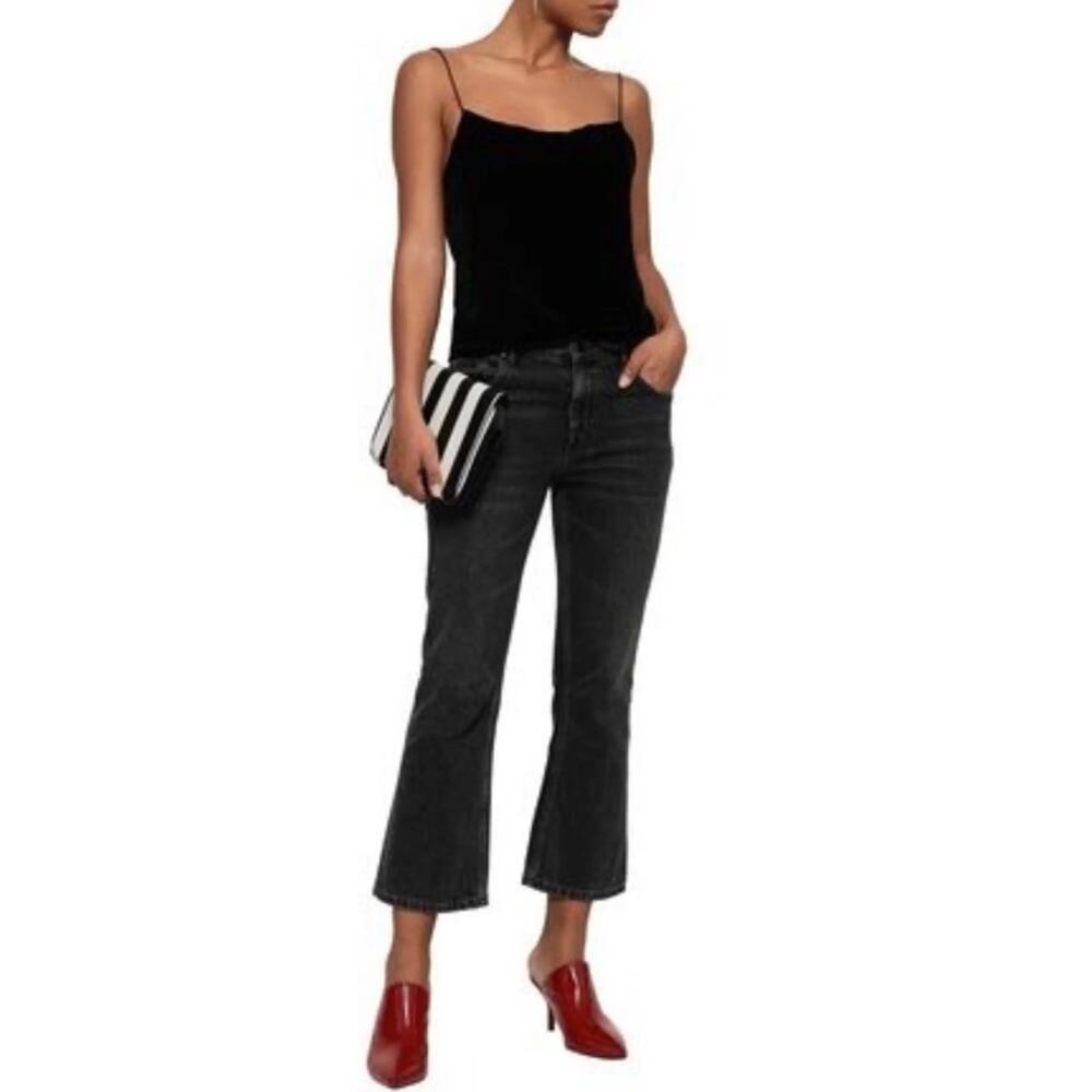 ALICE + OLIVIA Top Women's Sz M Camisole Velvet Square Neck Tank Black Going Out